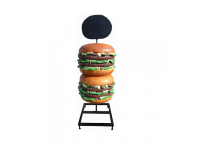 Sculpture Double Cheeseburger Hamburger Stand Figurine Décorative Statue