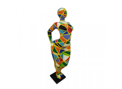 Conception Figurine Abstraite Sculpture en PVC Statues Figurines Décoration 130cm Argent Décoratif