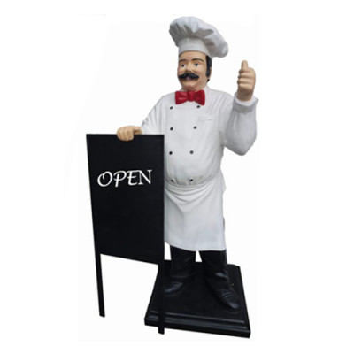 Publicité Sculpture Chef Menu Tableau Message Décoration Statue Restaurant nouveau