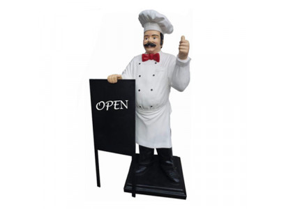 Publicité Sculpture Chef Menu Tableau Message Décoration Statue Restaurant nouveau