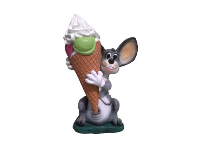 Figurine de statue de crème glacée Stand Crèmerie Lapin Gastronomie Statues 131cm nouvelle