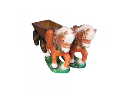 Entraînez les chevaux 2 avec des chiffres de jardin de chariot Statue Sculpture Figure Statues 45 cm nouveau
