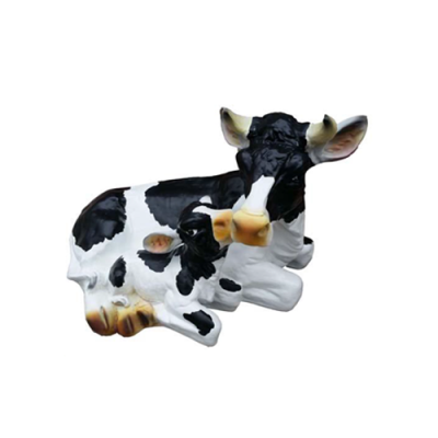 Décoration de jardin Figurines en plastique Peintes à la main Statue de vache drôle 36cm neuve