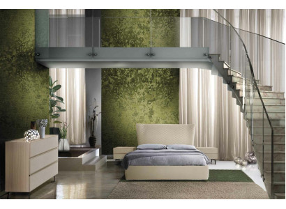Chambre 3 pièces Set Lit 2x Table de chevet Console Lits Hôtel Double Rembourrage