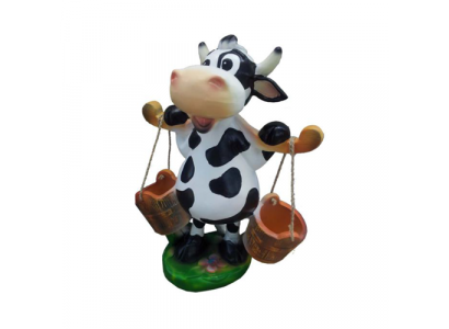 Sculpture de vache en plastique moderne Figurine Vaches statues Figures Veau 55cm Décoration