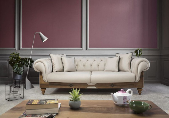 Ensemble de canapé classique 3 places + fauteuil Chesterfield Meubles design
