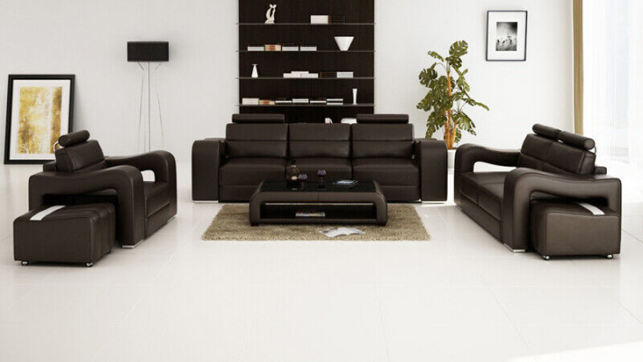 Canapé en cuir Canapé paysage vivant 3+2+1 places Ensemble de suite Design Canapé moderne F3008D