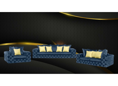 Canapé de luxe 4 places, canapé rembourré en cuir ou en tissu, ensemble de canapés trois places.