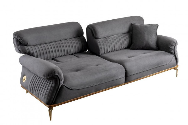 Canapé trois places moderne de couleur gris confortable et élégant en un ensemble