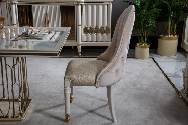 Chaise rembourrée Chesterfield beige Mobilier de luxe pour la salle à manger Place assise