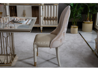 Chaise rembourrée Chesterfield beige Mobilier de luxe pour la salle à manger Place assise