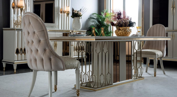 Chaise rembourrée Chesterfield beige Mobilier de luxe pour la salle à manger Place assise