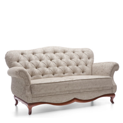 Canapé Chesterfield 2 places avec coussin d'assise en textile pour le salon