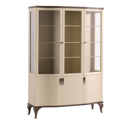 Vitrines Armoire en verre Buffet de luxe Vitrine Salon Beige Bois neuf