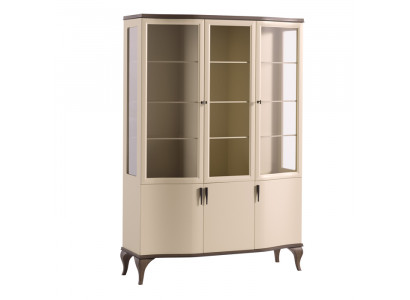 Vitrines Armoire en verre Buffet de luxe Vitrine Salon Beige Bois neuf