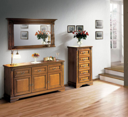 Commode 160cm avec miroir Style maison de campagne Meubles Commodes Buffet en bois
