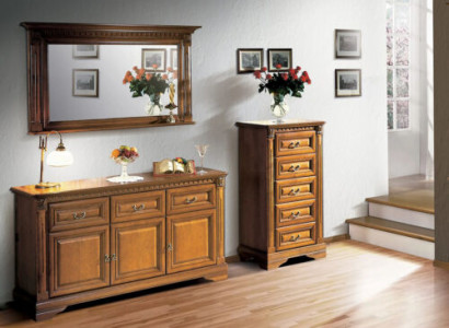 Commode 160cm avec miroir Style maison de campagne Meubles Commodes Buffet en bois