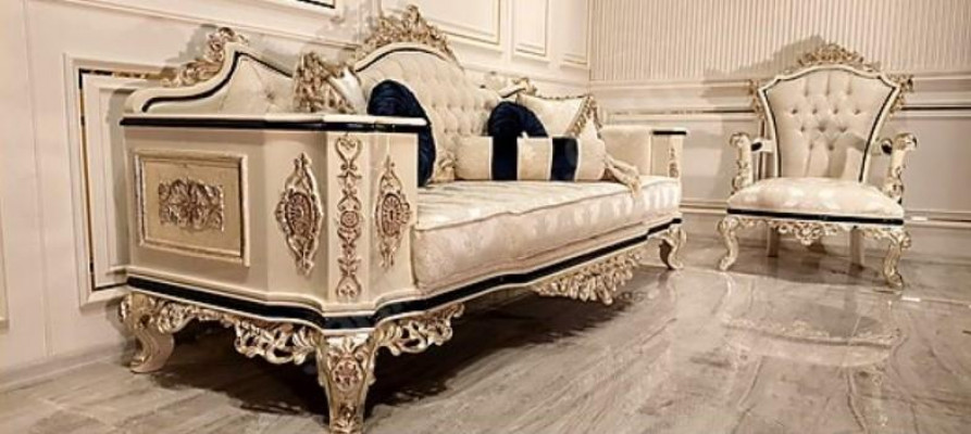 Canapé Chesterfield ensemble 3+1 de luxe en 2 parties. Canapé en tissu pour salon.