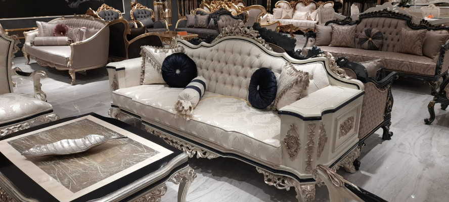 Canapé Chesterfield 3 places Canapé Rembourrage Meubles Trois places Blanc neuf