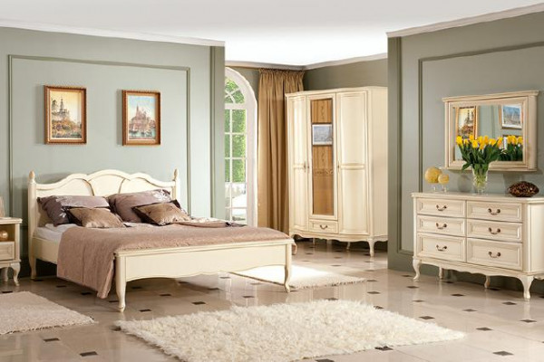 Chambre à coucher Ensemble de lit Commode Armoire Table de chevet Mobilier italien neuf