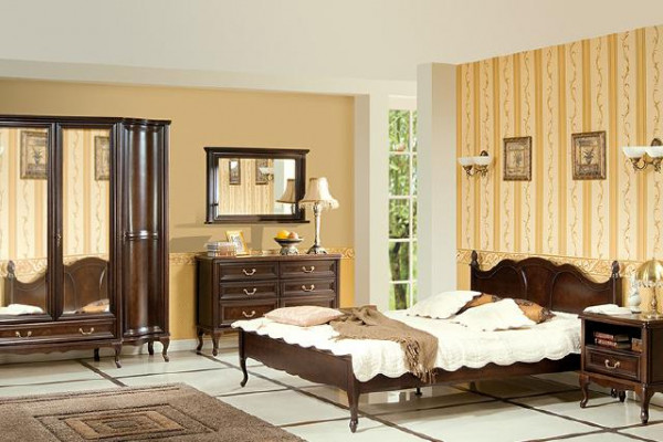 Style de chambre italien Mobilier complet Lit Table de chevet Armoire Commode 1