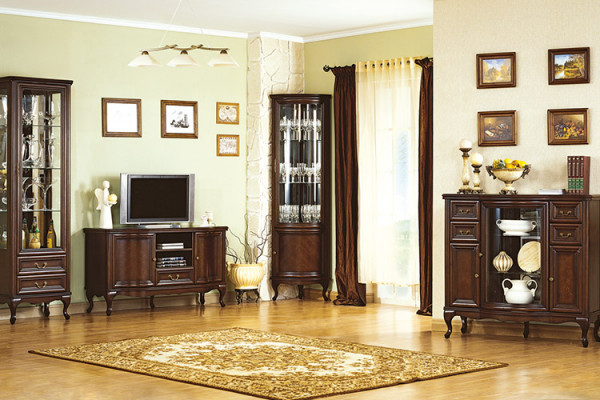 4 pièces ensemble de meubles de salon Style italien Commode Vitrine Meuble TV Chippendale