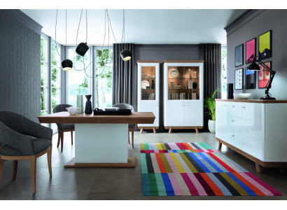 Ensemble de 4 pièces 1x Vitrine 2x Commodes 1x Table à manger Design Salon Salle à manger nouveau