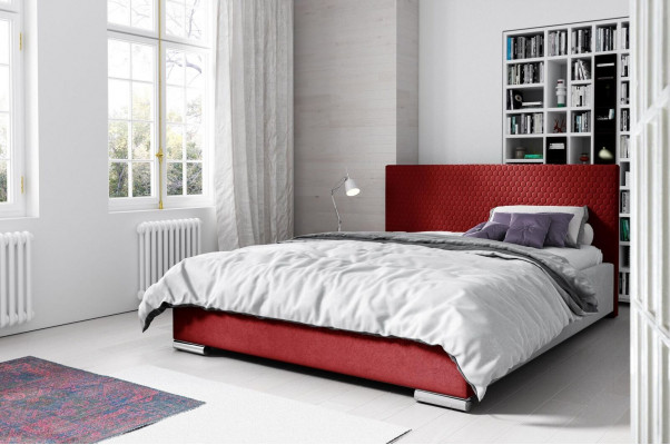 Cadre de lit Lit double Lit Rouge Lit de mariage Lits Lit rembourré Moderne Polyester 180cm