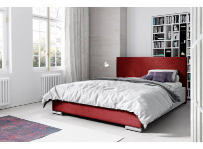 Cadre de lit Lit double Lit Rouge Lit de mariage Lits Lit rembourré Moderne Polyester 180cm