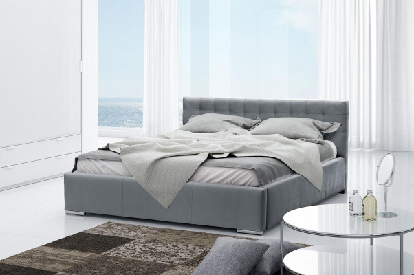Cadre de lit Lit double Lit moderne Lit de mariage Lits Lit rembourré Gris Chambre 160 cm