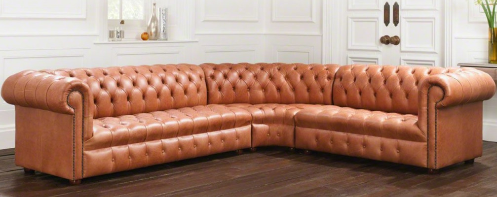 Paysage vivant Canapé d'angle Chesterfield Canapé d'angle en cuir Canapé d'angle Canapé Rembourrage d'angle