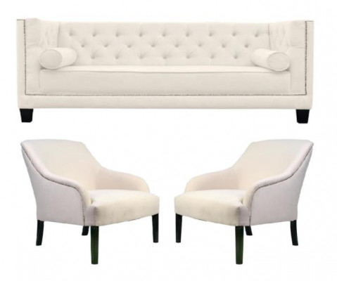 Fauteuil Chesterfield blanc XXL Grand Canapés en Tissu Créatif Meubles neufs Canapés