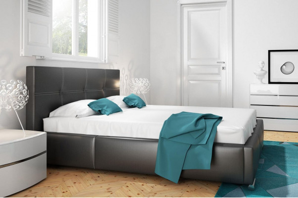 Cadre de lit Design Lit Double Hôtel Moderne Lit Chambre Lits Blanc neuf