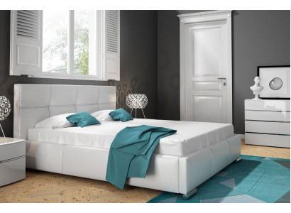 Cadre de lit Design Lit Double Hôtel Moderne Lit Chambre Lits Blanc neuf