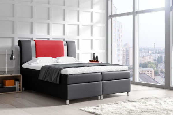 Lit avec sommier à ressorts Boxspring Lits Mobilier Double 160x200 Chambre d'hôtel neuf