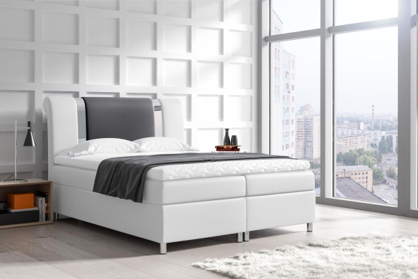 Lit avec sommier à ressorts Boxspring Lits Mobilier Double 160x200 Chambre d'hôtel neuf