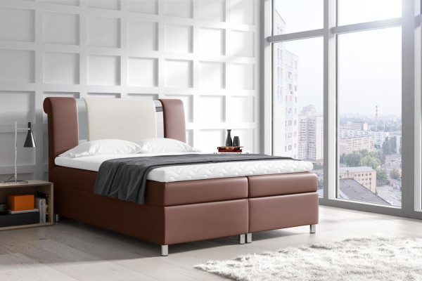 Lit avec sommier à ressorts Boxspring Lits Mobilier Double 160x200 Chambre d'hôtel neuf