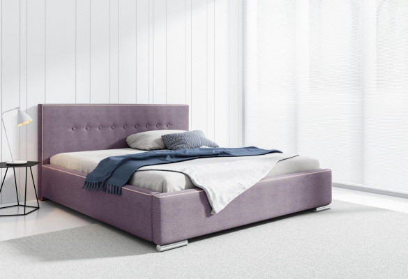 Structure de lit Lit double Lit Lit de mariage Lits Lit rembourré Chambre Gris nouveau