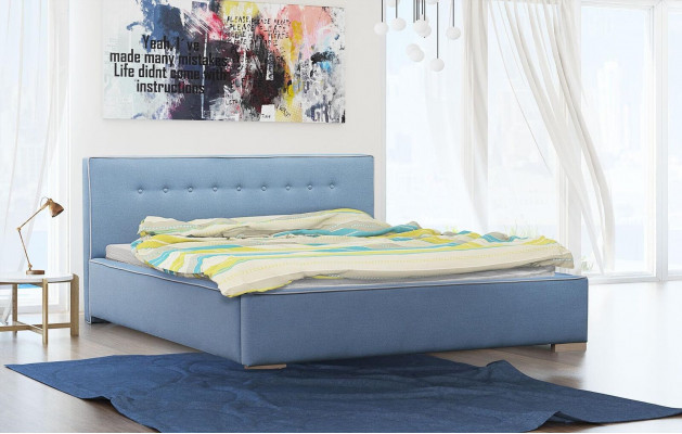 Structure de lit Lit double Lit Lit de mariage Lits Lit rembourré Chambre Gris nouveau