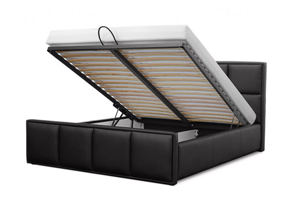 Lit double Structure de lit Meubles de lit Lit rembourré Lits Polyester Moderne Noir