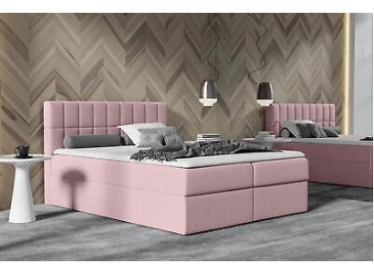 Lit à sommier tapissier design en tissu rose lit double moderne d'hôtel avec sommier
