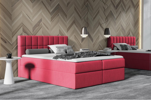 Lit à sommier tapissier design en tissu rose lit double moderne d'hôtel avec sommier