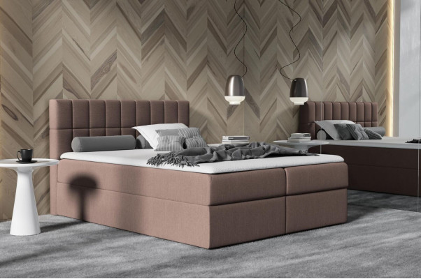 Lit à sommier tapissier design en tissu rose lit double moderne d'hôtel avec sommier