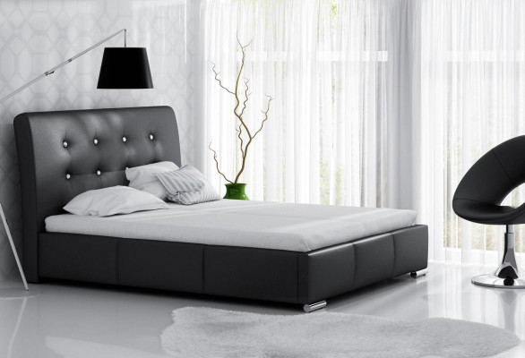 Lit de mariage, cadre de lit, lits, lit rembourré, lit double, blanc, polyester, contemporain