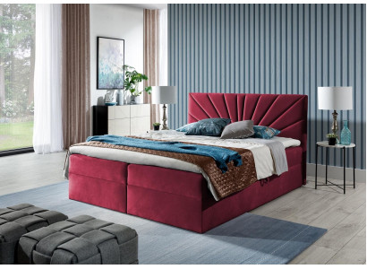 Lit à sommier tapissier Lit double Lit avec sommier Lit double Lits Lit rembourré Rouge nouveau