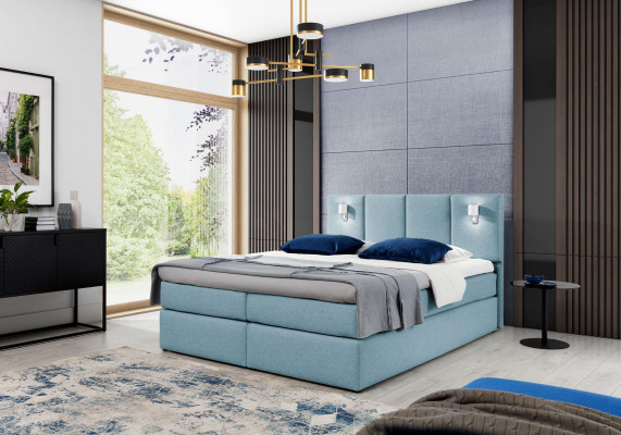 Lit Boîtier Sommier Lit Chambre Rembourrage Design Double Moderne Tissu 200x200