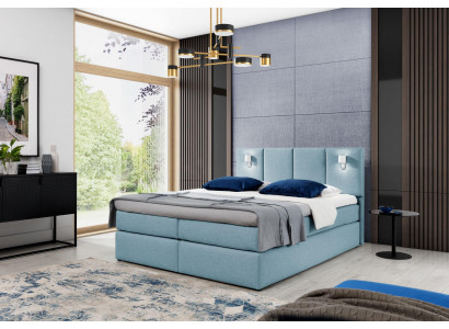 Lit Boîtier Sommier Lit Chambre Rembourrage Design Double Moderne Tissu 200x200