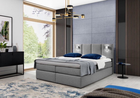 Lit Boîtier Sommier Lit Chambre Rembourrage Design Double Moderne Tissu 200x200