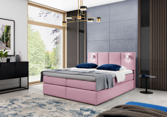 Lit Boîtier Sommier Lit Chambre Rembourrage Design Double Moderne Tissu 200x200