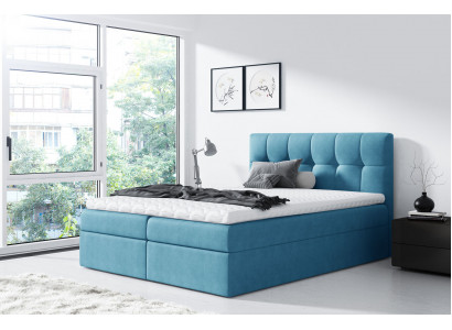 Lit de mariages Lit Box Spring Bed Lit double Moderne Chambre bleue Lits 160x200